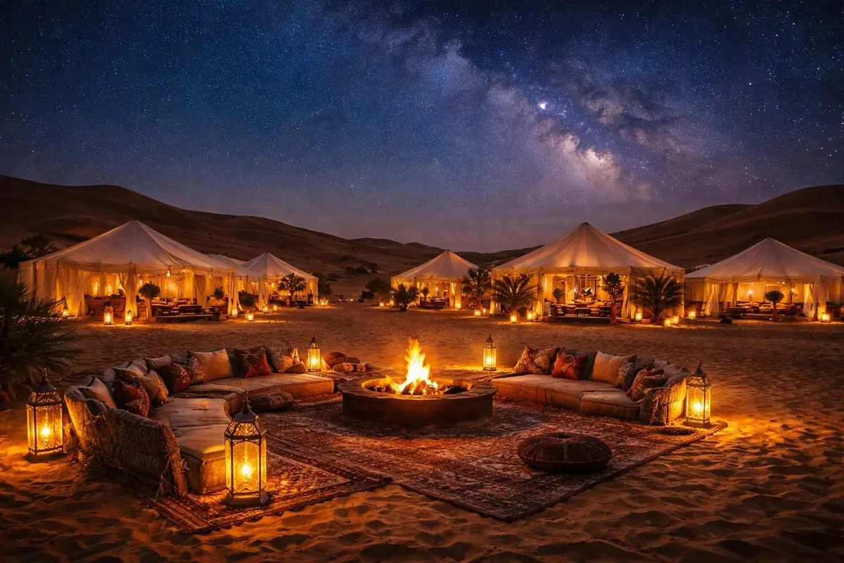 Desert camp at Merzouga, home of Les Roches Desert Tours